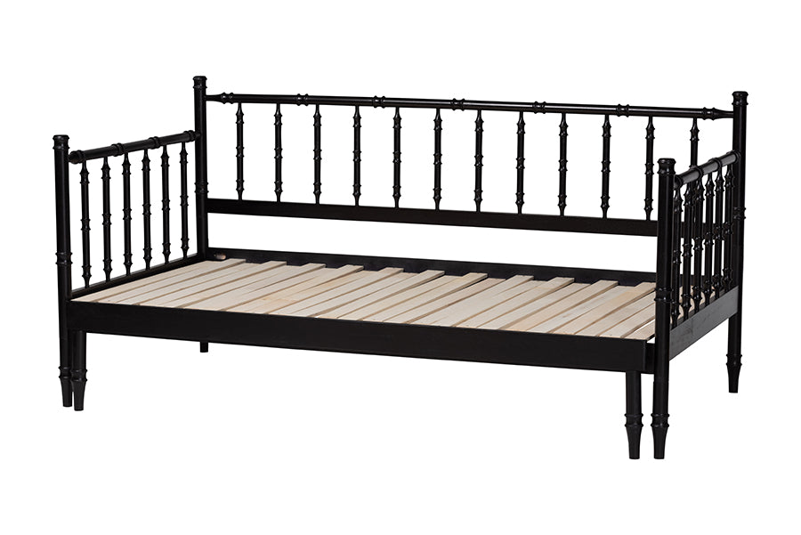 Baxton Studio Marisela Twin-to-King Expandable Daybed – Wood Spindle Bed Frame with Bamboo-Inspired Posts FredCo