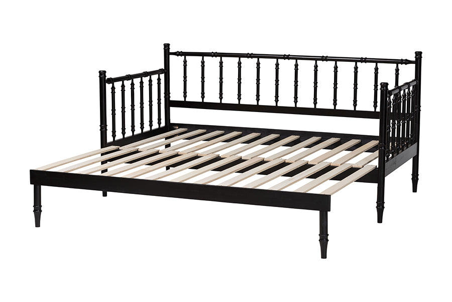 Baxton Studio Marisela Twin-to-King Expandable Daybed – Wood Spindle Bed Frame with Bamboo-Inspired Posts FredCo