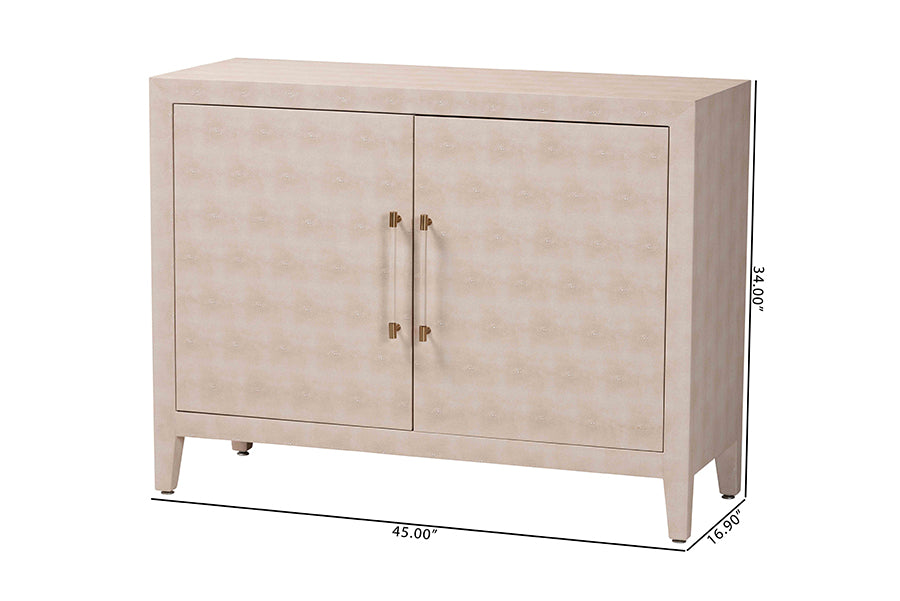 Baxton Studio Nira Faux Shagreen Storage Cabinet - Contemporary 2-Door Accent Sideboard with Sleek Metal Handles, for Entryway or Living Room