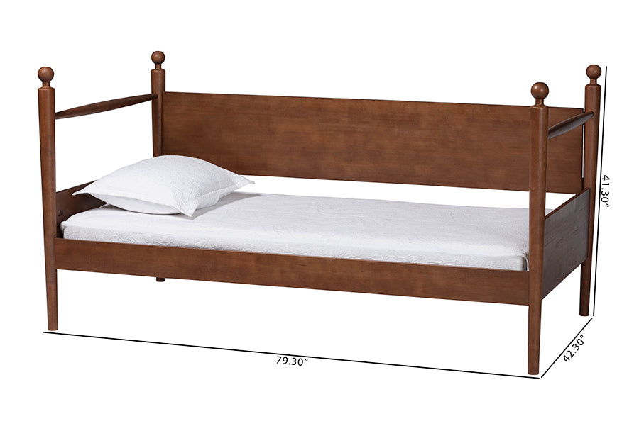 Baxton Studio Gianetta Wooden Daybed with Spindle Posts - Classic Cottage-Style Bed Frame with Guardrail Back, Solid Wood Day Bed for Guest Room or Kids’ Bedroom, Twin