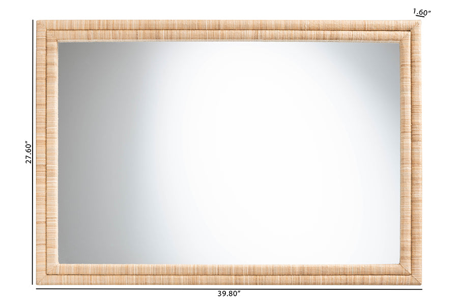 bali & pari Canan Grasscloth Wall Mirror - Handwoven Rectangle Frame Accent Mirror for Bedroom, Entryway, or Living Room