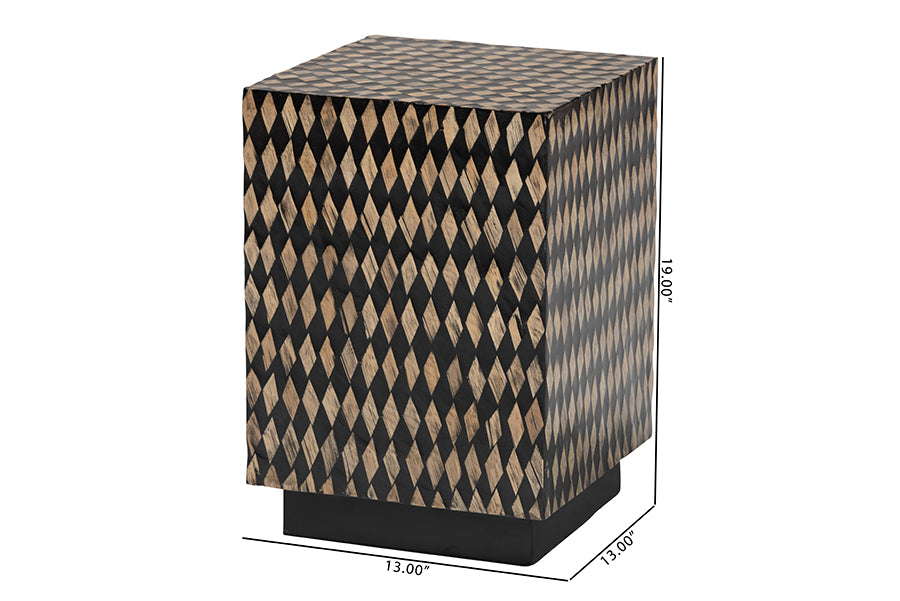 bali & pari Paulo Decorative End Table with Bamboo Diamond Pattern - Modern Accent Side Table for Living Room or Bedroom, Square
