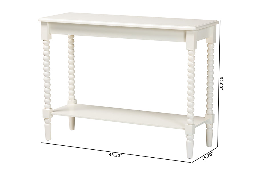 Baxton Studio Bayard Console Table with Bobbin Legs - Spindle Leg Accent Table with Shelf, Cottage Farmhouse Entryway or Living Room Furniture