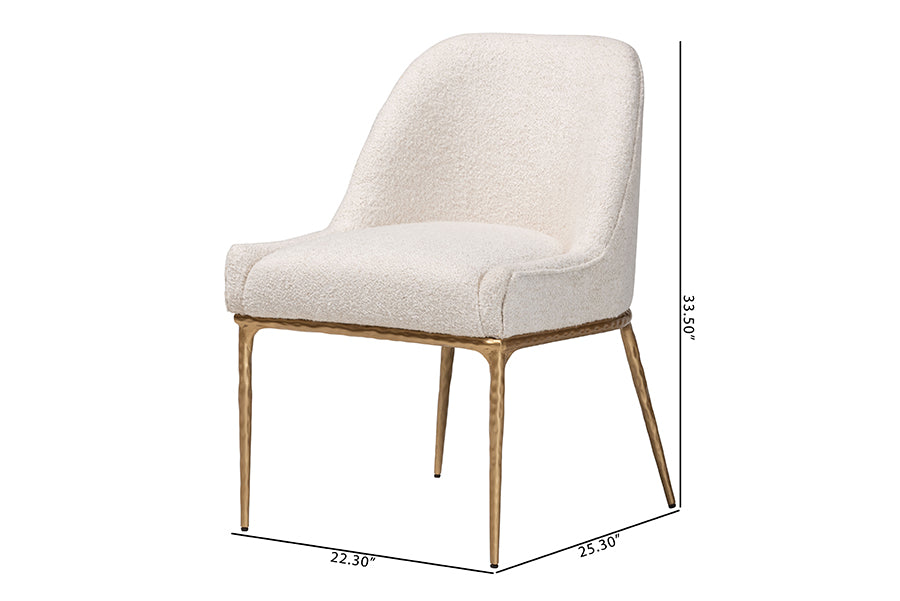 Baxton Studio Nalima Dining Chair - Modern Boucle Accent Side Chair with Hand-Forged Metal Frame and Wingback Seat