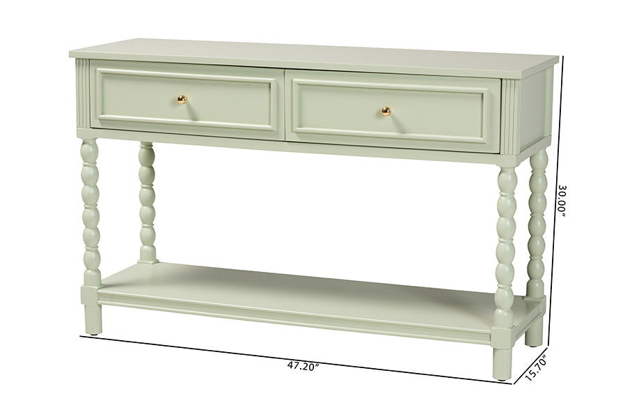 bali & pari Karnia Console Table with Spindle Legs - 2-Drawer Accent Table with Turned Detailing and Open Shelf Storage for Living Room, Hallway, or Bedroom