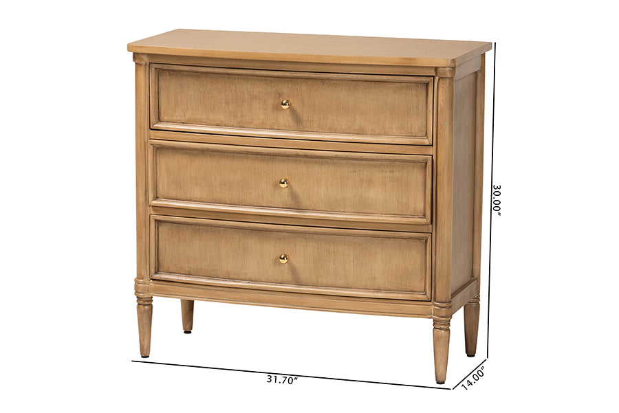bali & pari Karmel Chest - 3-Drawer Storage Chest with Curved Front and Tapered Legs for Bedroom
