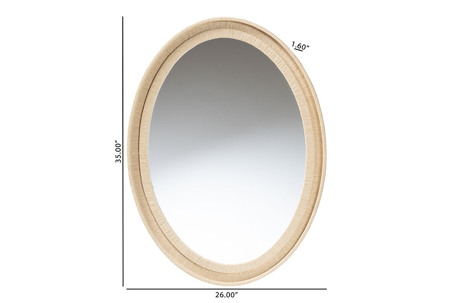 bali & pari Lailan Woven Grasscloth Mirror, Oval, Beige