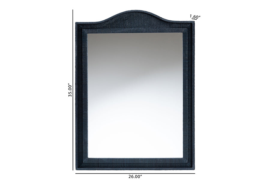bali & pari Lailan Woven Grasscloth Mirror, Rectangle, Navy Blue