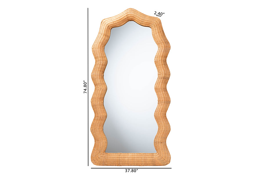 bali & pari Daray Scalloped Natural Rattan Full Length Floor Mirror