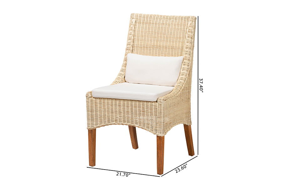 bali & pari Haybourne Natural Rattan 2-Piece Dining Chair Set - Handwoven Wicker Accent Seating with Wingback Frame for Kitchen or Dining Room
