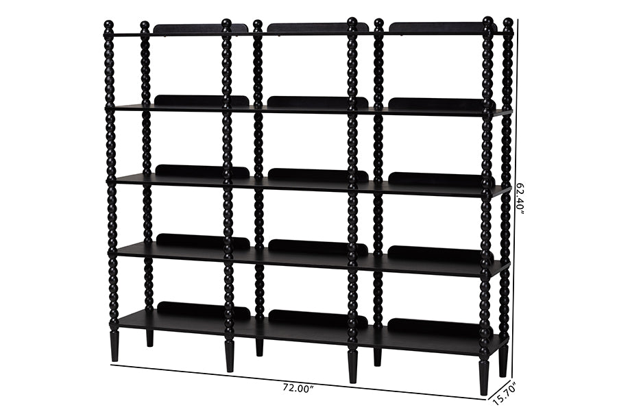 Baxton Studio Lucera Bobbin 5-Tier Display Shelf, Black