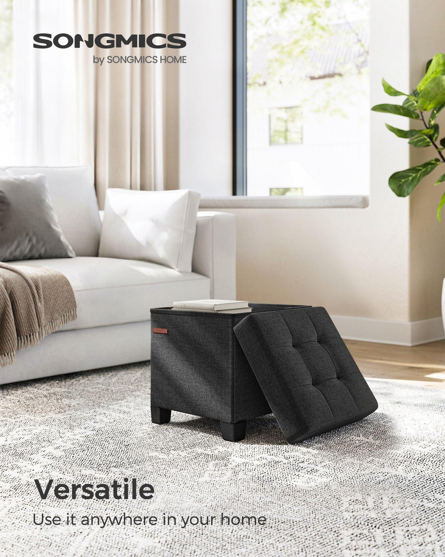 15"D x 15"W x 15.7"H Storage Ottoman Black FredCo