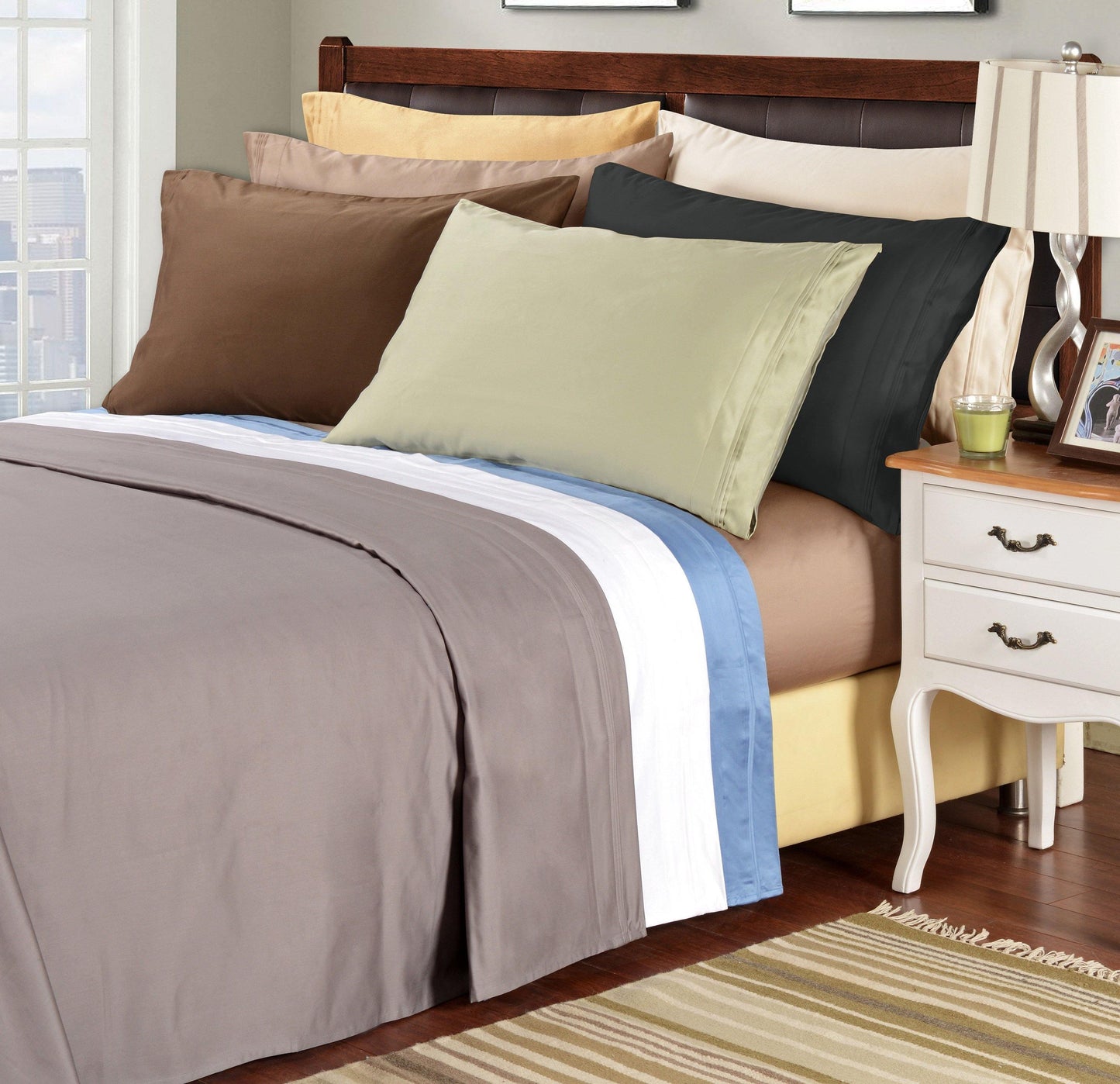 1500-Thread Count 100% Egyptian Cotton Luxurious Solid Pillowcase Set FredCo