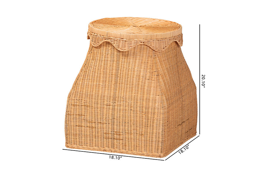 bali & pari Ada Natural Rattan Laundry Hamper - Handwoven Wicker Storage Basket for Laundry Room, Bathroom, or Bedroom Organization