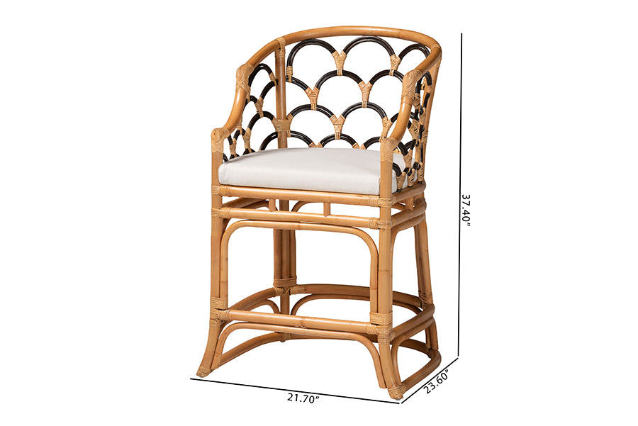 bali & pari Veneto Natural Rattan Counter Stool with Scalloped Back