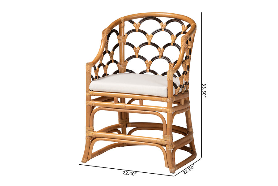 bali & pari Veneto Natural Rattan Dining Chair with Scalloped Back