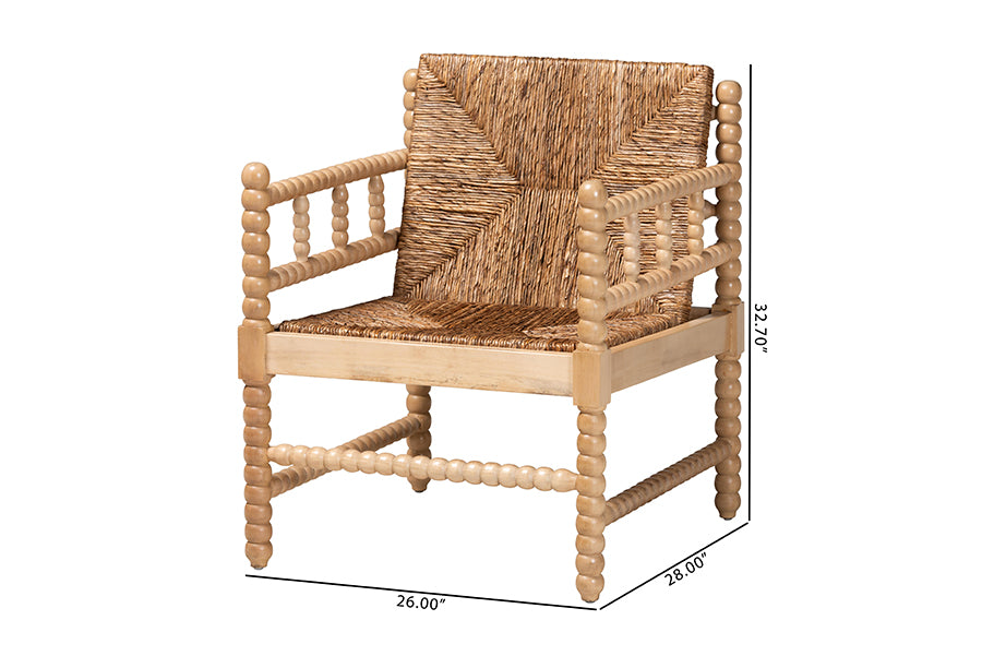 bali & pari Dolores Woven Seagrass Armchair with Bobbin Frame
