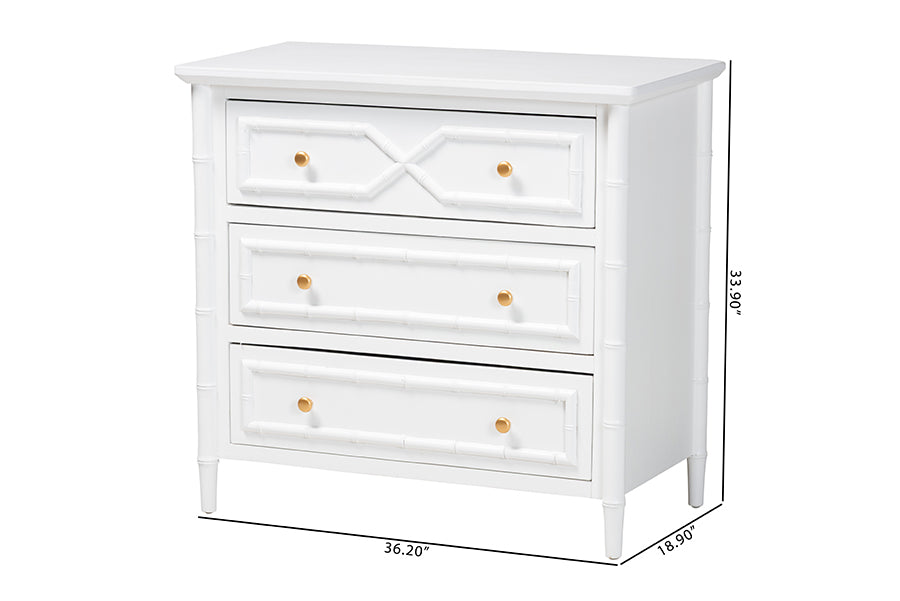 bali & pari Lucia Mahogany Wood 3-Drawer Chest with Bamboo Motif