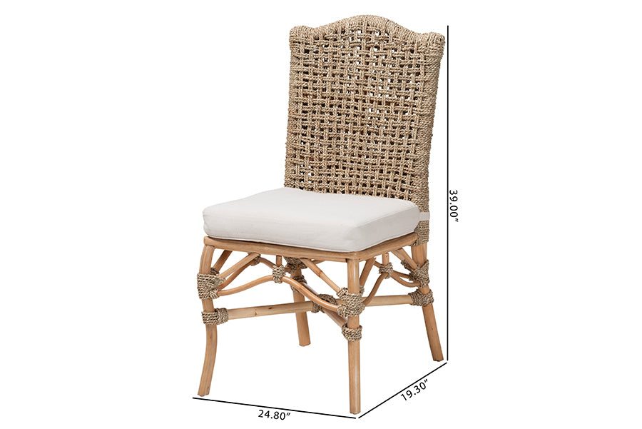 bali & pari Nitya Natural Rattan and Seagrass Camelback 2-Piece Dining Chair Set