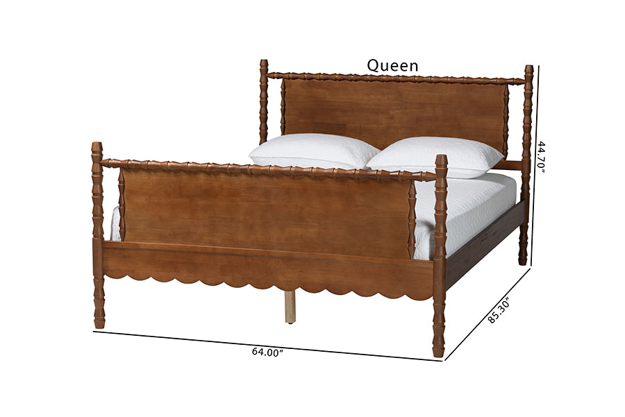Baxton Studio Danette Bobbin Wood Platform Bed, Queen