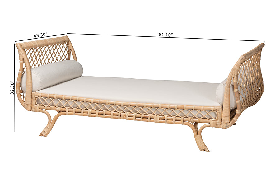 bali & pari Philana Natural Rattan Daybed with Cushions
