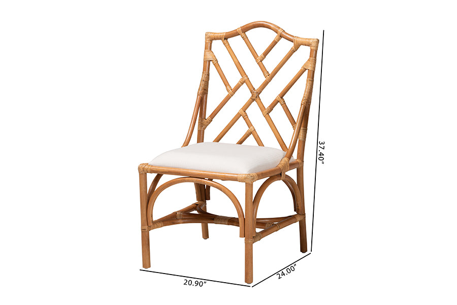 bali & pari Cedric Natural Rattan 2-Piece Dining Chair Set with Cushioned Seat