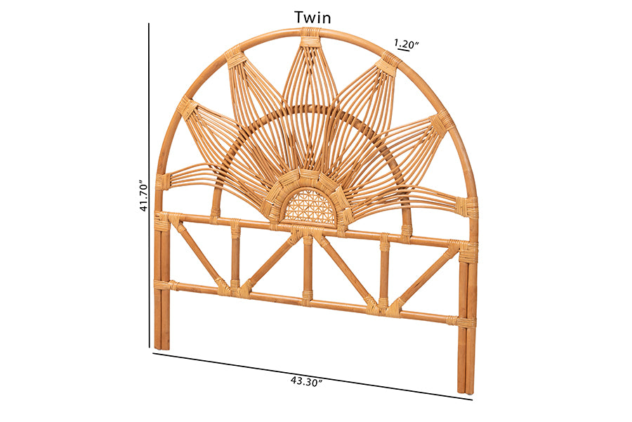 bali & pari Jasmine Natural Rattan Freestanding Headboard, Twin
