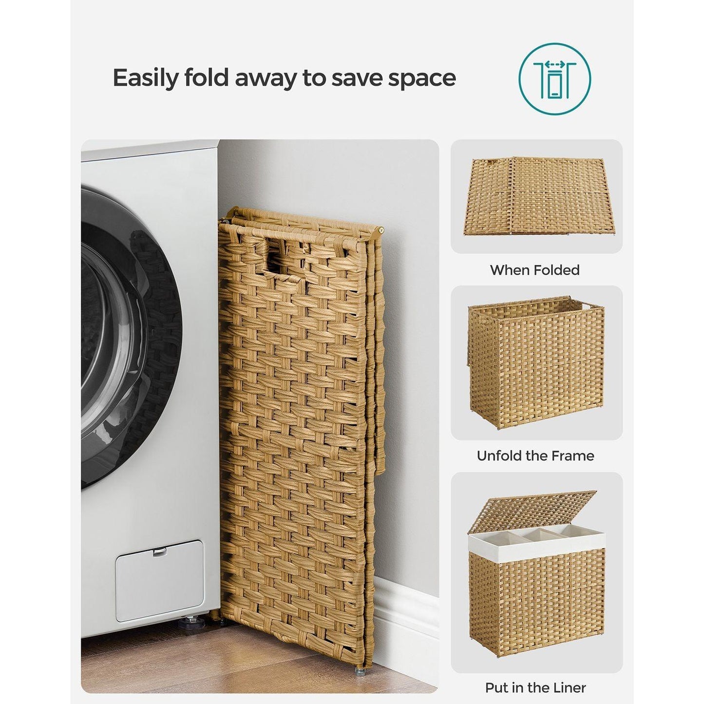 160L Rolling Laundry Basket with Wheels FredCo