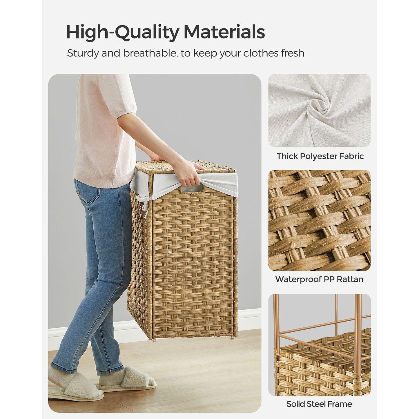 160L Rolling Laundry Basket with Wheels FredCo