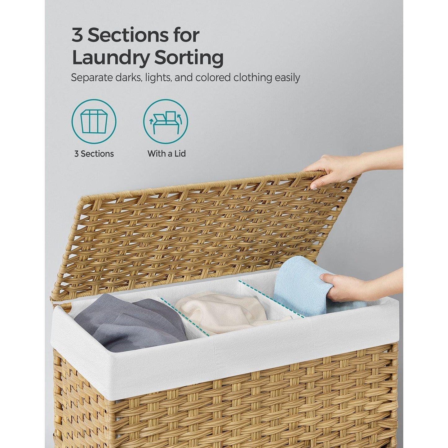 160L Rolling Laundry Basket with Wheels FredCo