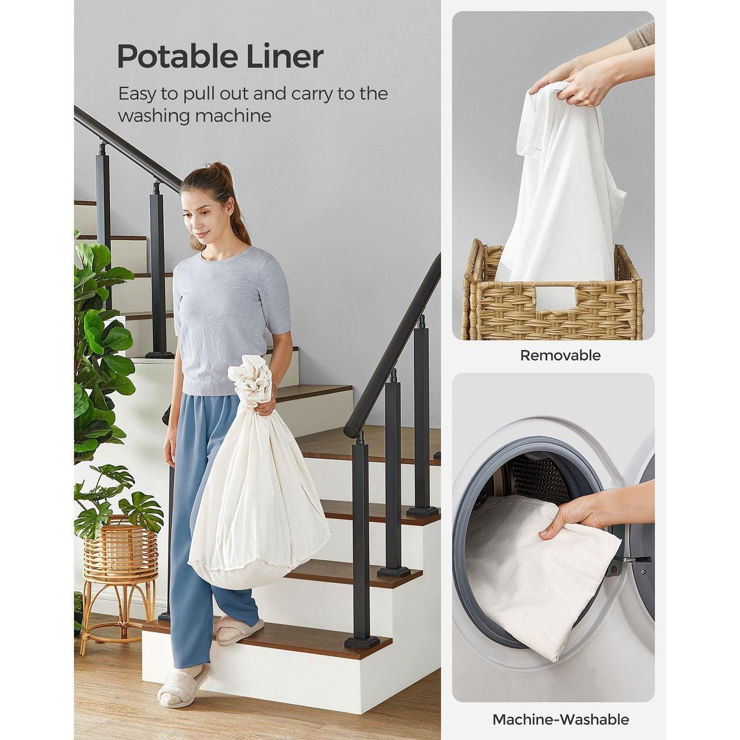 160L Rolling Laundry Basket with Wheels FredCo