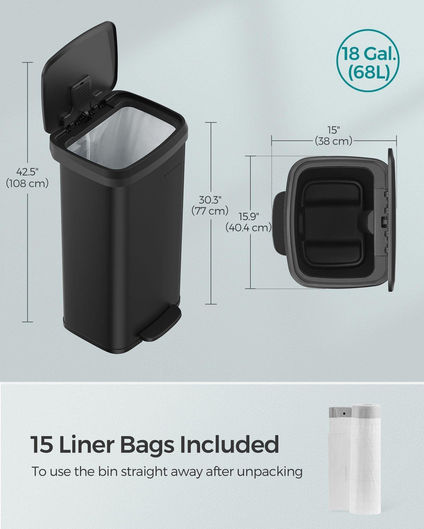 18-Gallon Stainless Steel Garbage Can FredCo