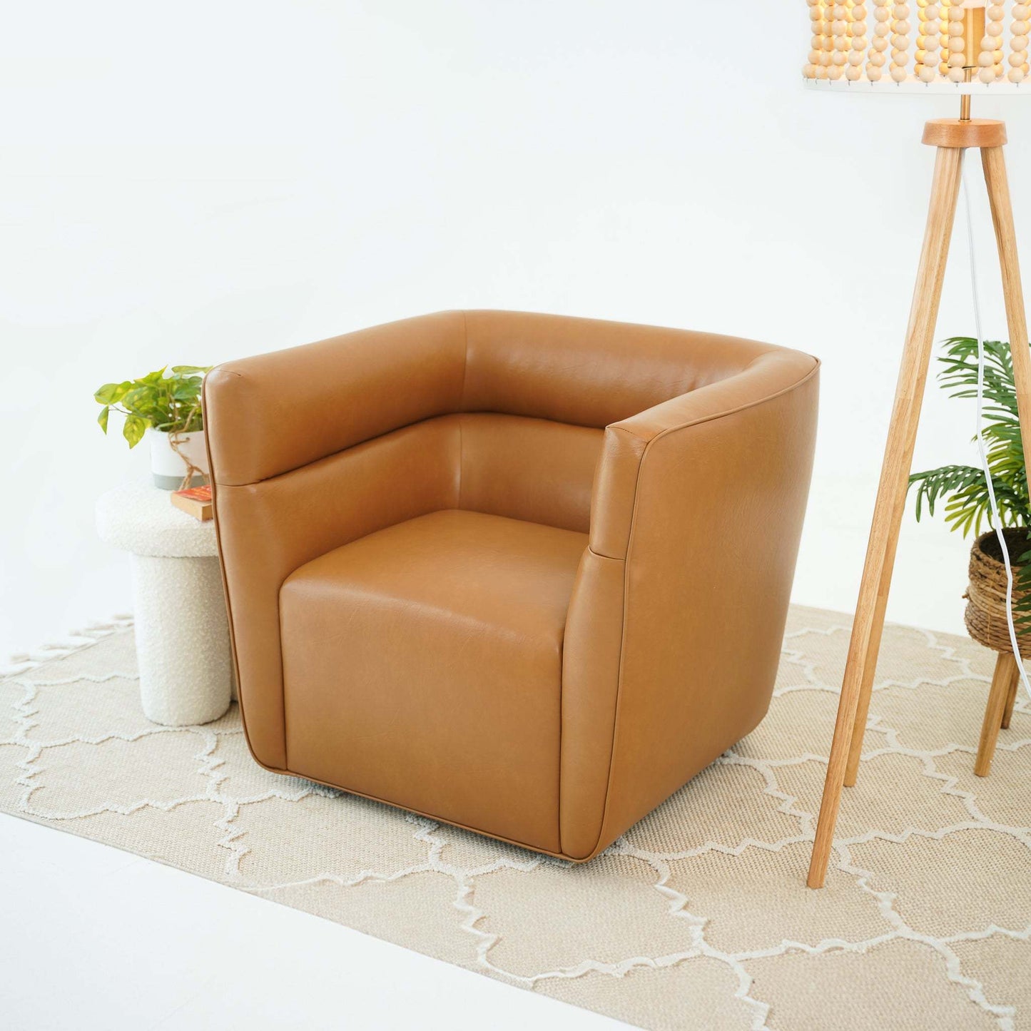 Callan Swivel Chair - Vegan Tan Leather FredCo