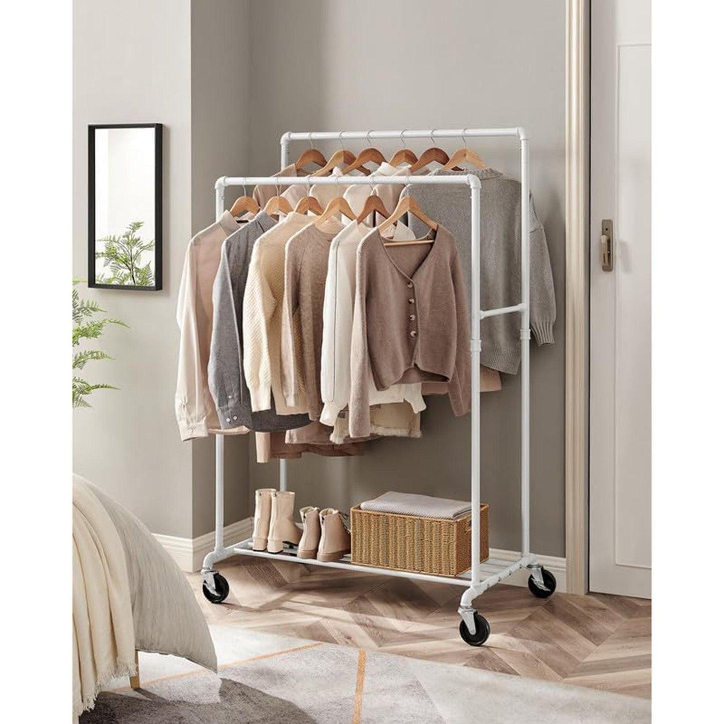 198 lb Load Double-Rod Clothes Rack FredCo