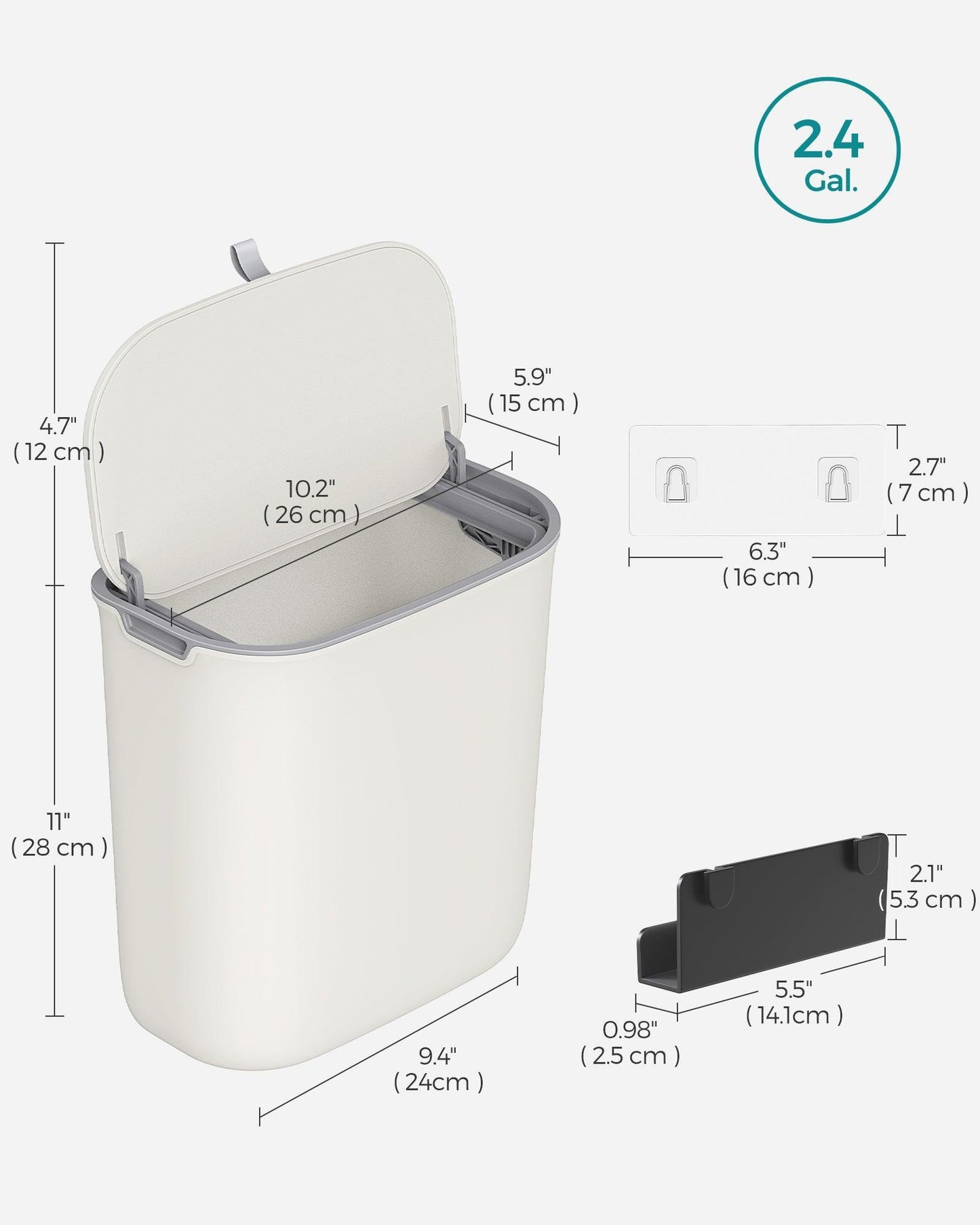 2.4-Gallon Hanging Trash Can with Lid FredCo