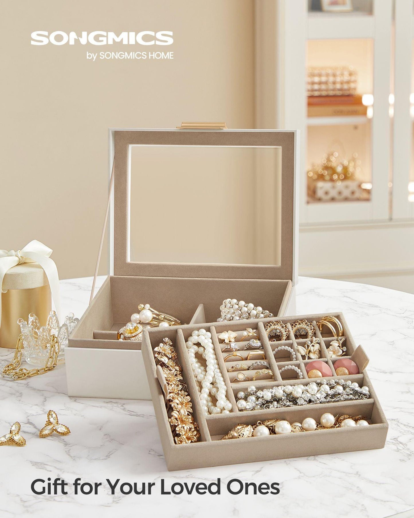 2-Layer Jewelry Box with Glass Lid FredCo