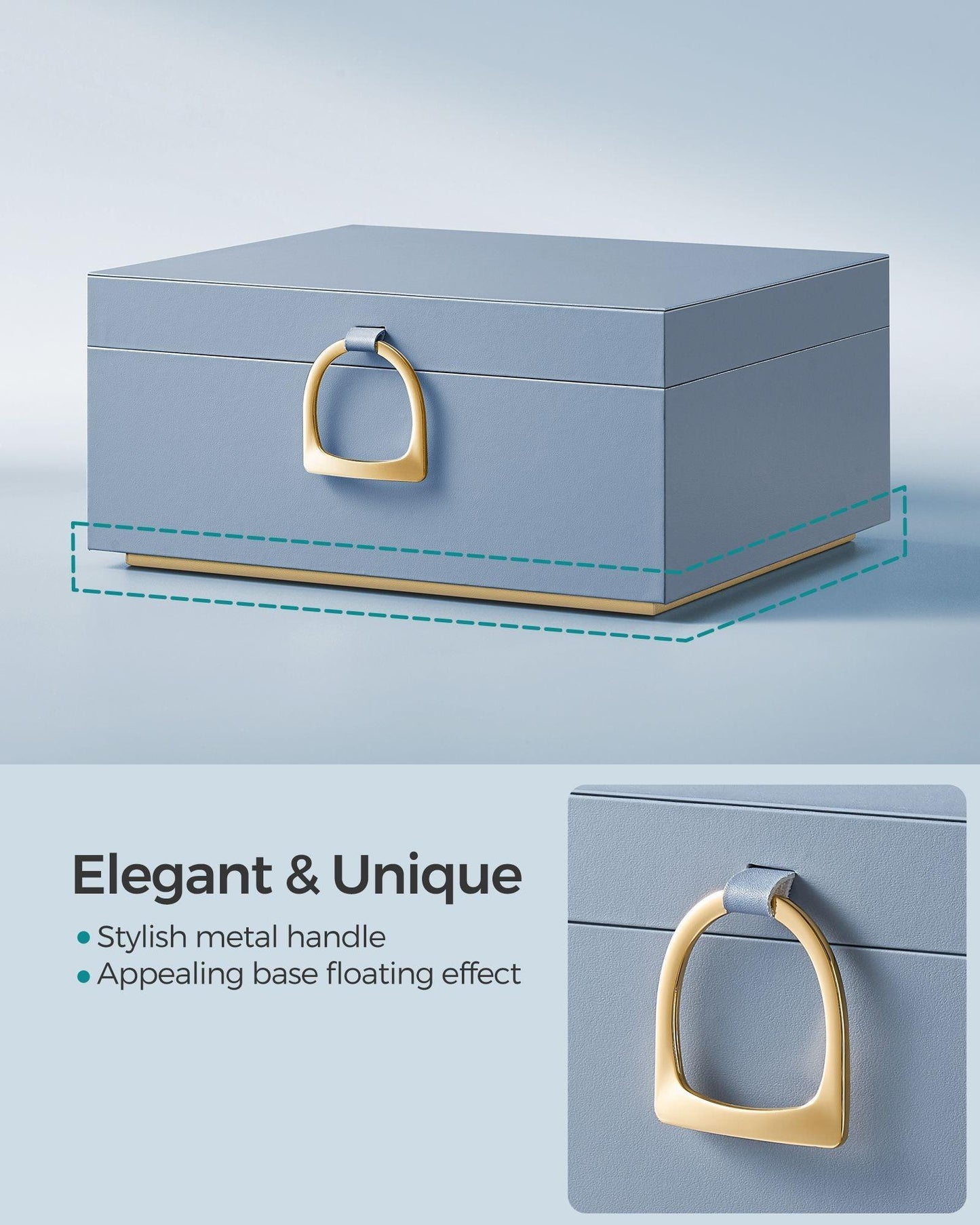 2-Layer Jewelry Box with Handle Misty Blue FredCo