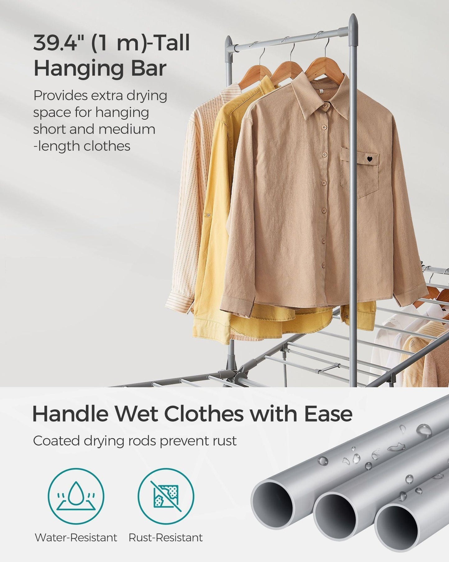 2-Level Laundry Drying Rack Gray FredCo