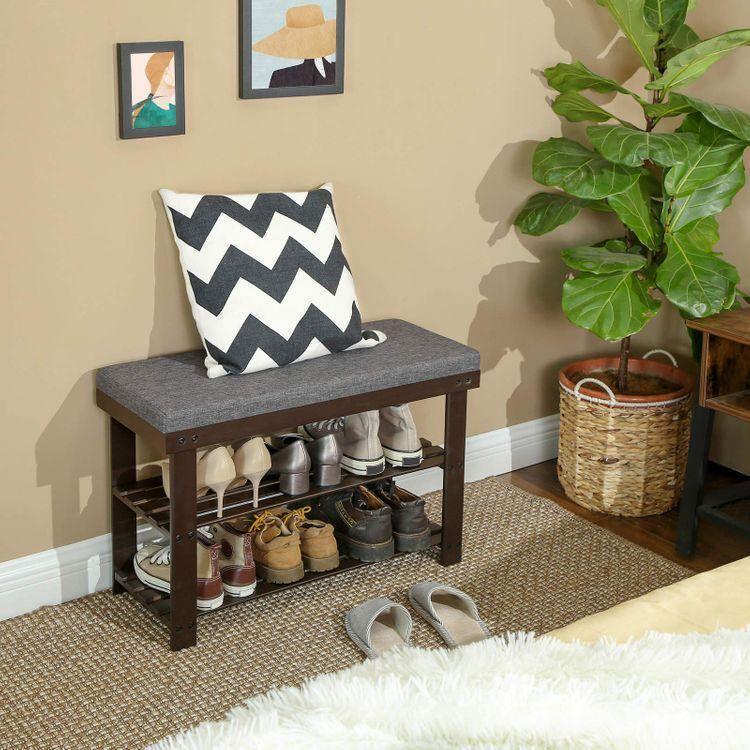 2 Shelves Shoe Organizer with Bench FredCo