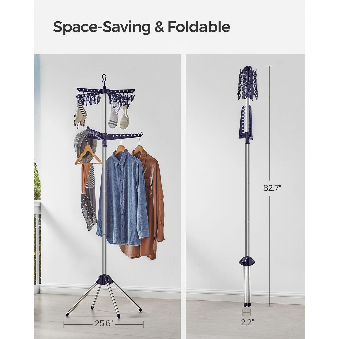 2-Tier Clothes Drying Rack Blue and Silver FredCo