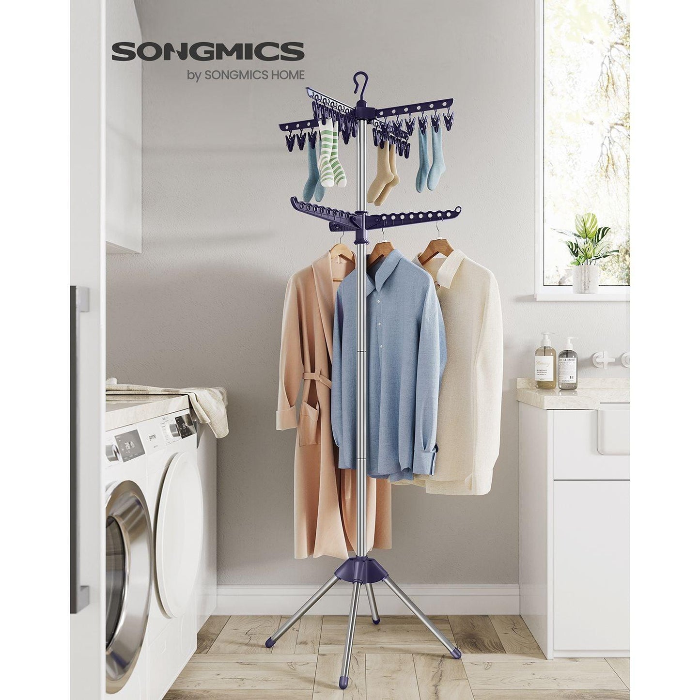 2-Tier Clothes Drying Rack Blue and Silver FredCo