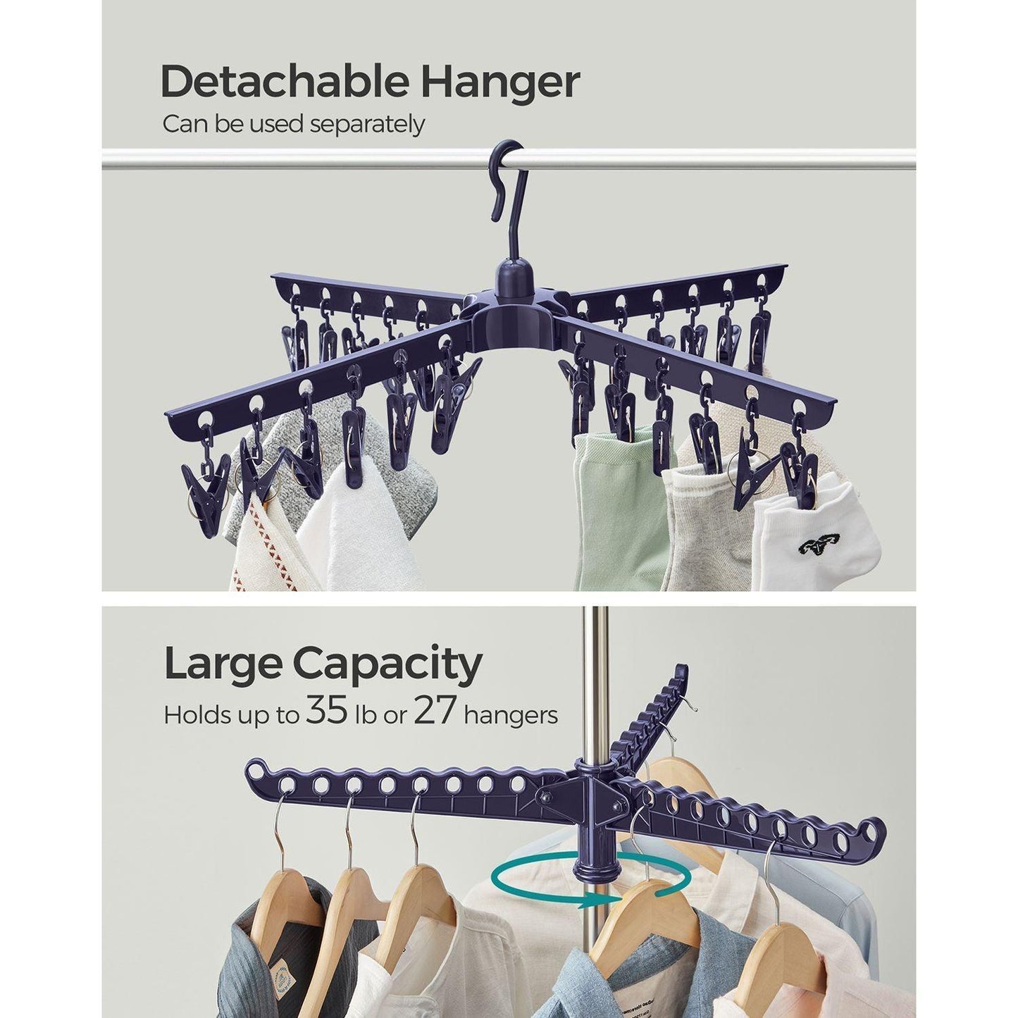 2-Tier Clothes Drying Rack Blue and Silver FredCo
