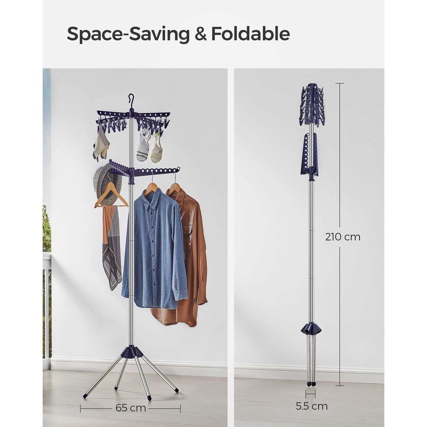 2-Tier Clothes Drying Rack Blue and Silver FredCo