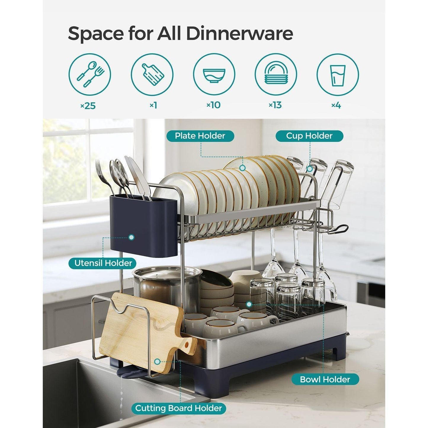 2 Tier Dish Rack Gray FredCo