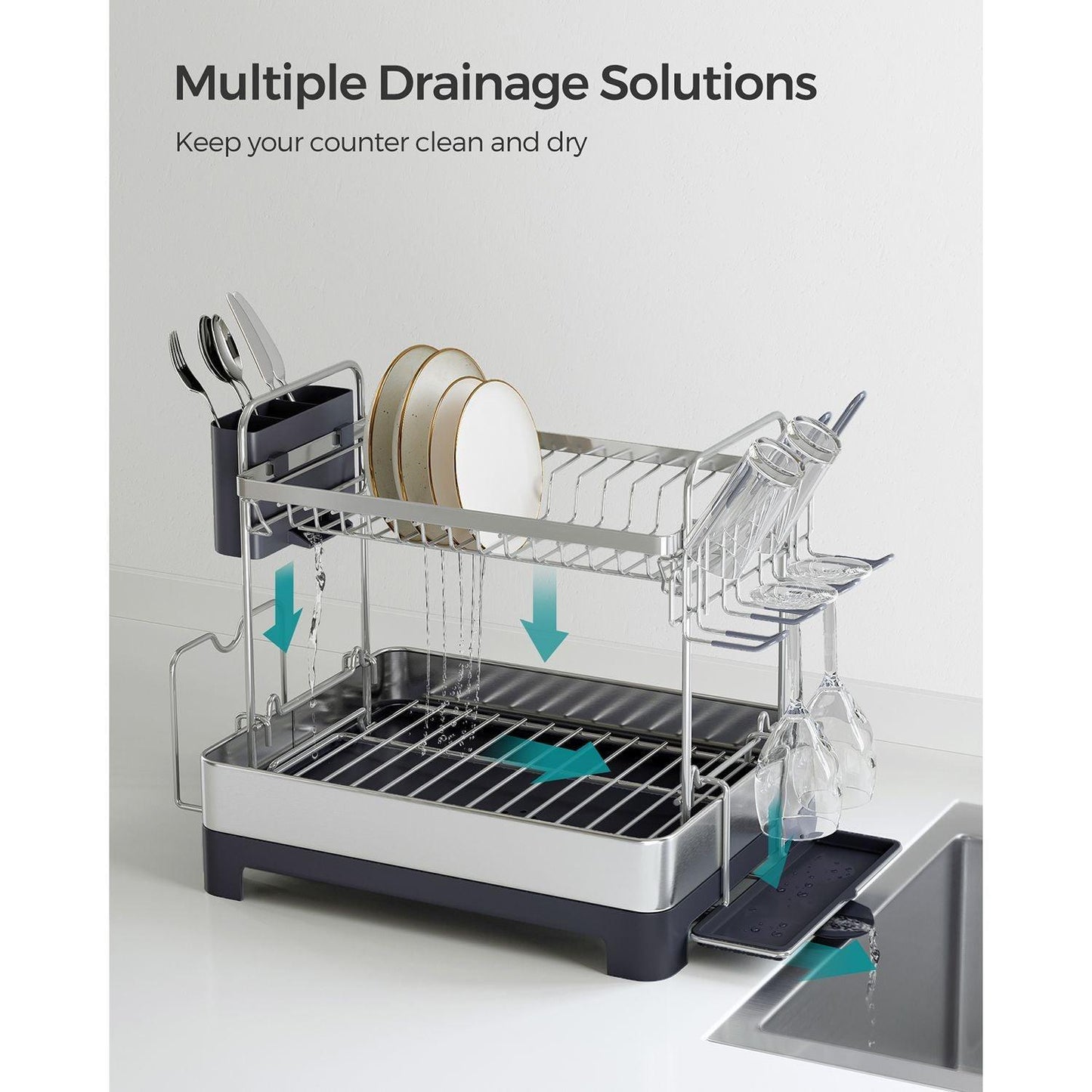 2 Tier Dish Rack Gray FredCo