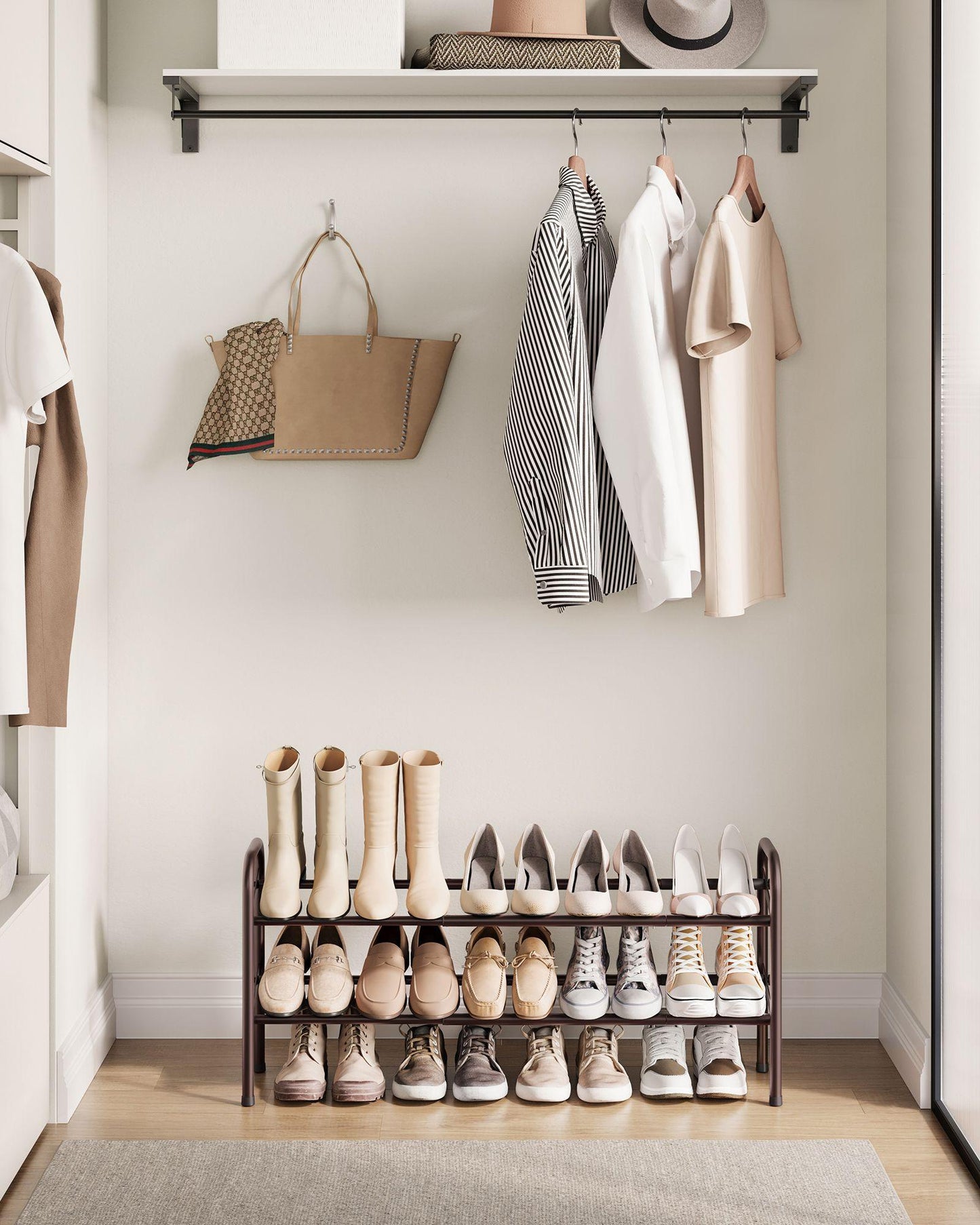 2-Tier Metal Shoe Rack Bronze FredCo