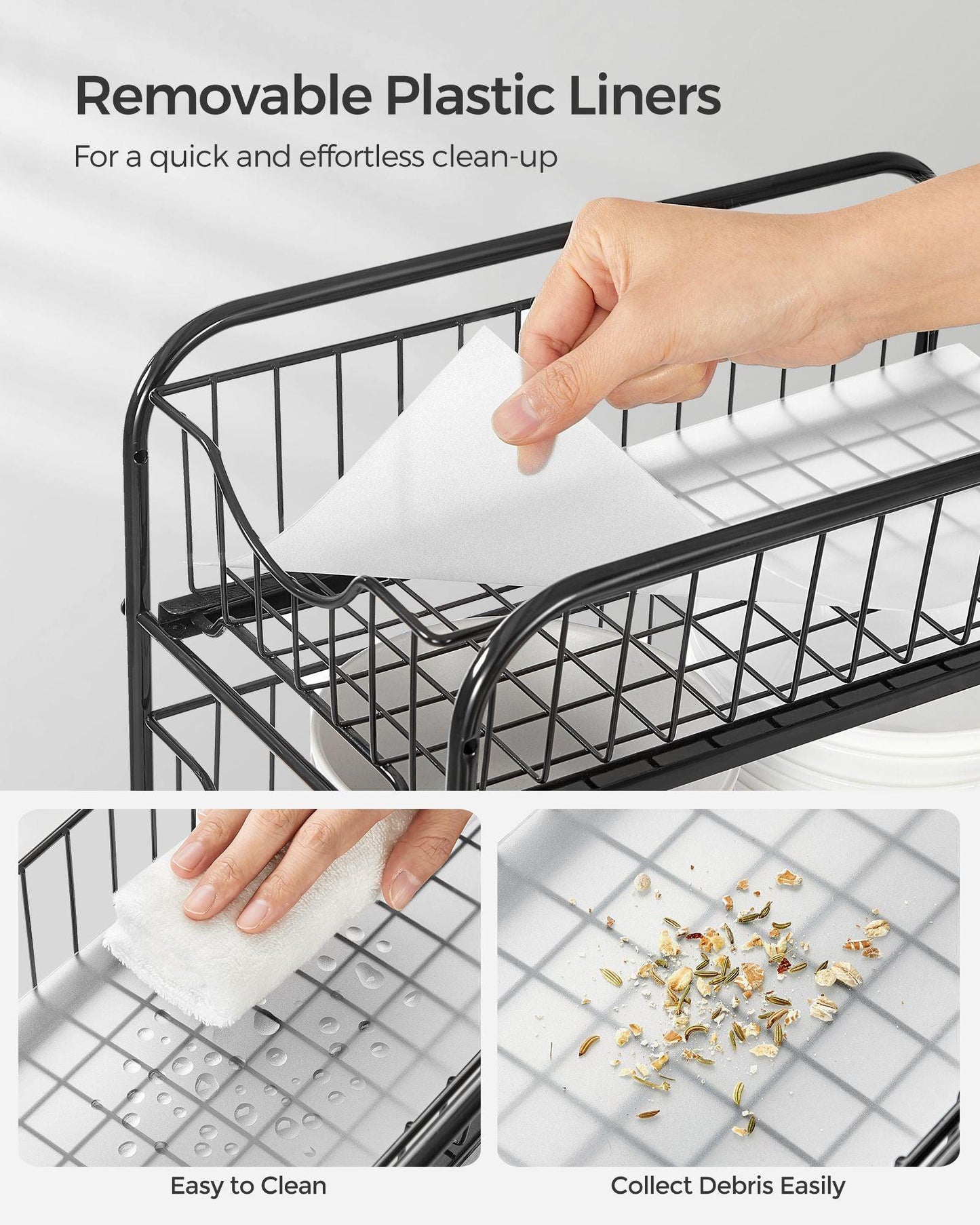2-Tier Pull-Out Cabinet Organizer Ink Black FredCo