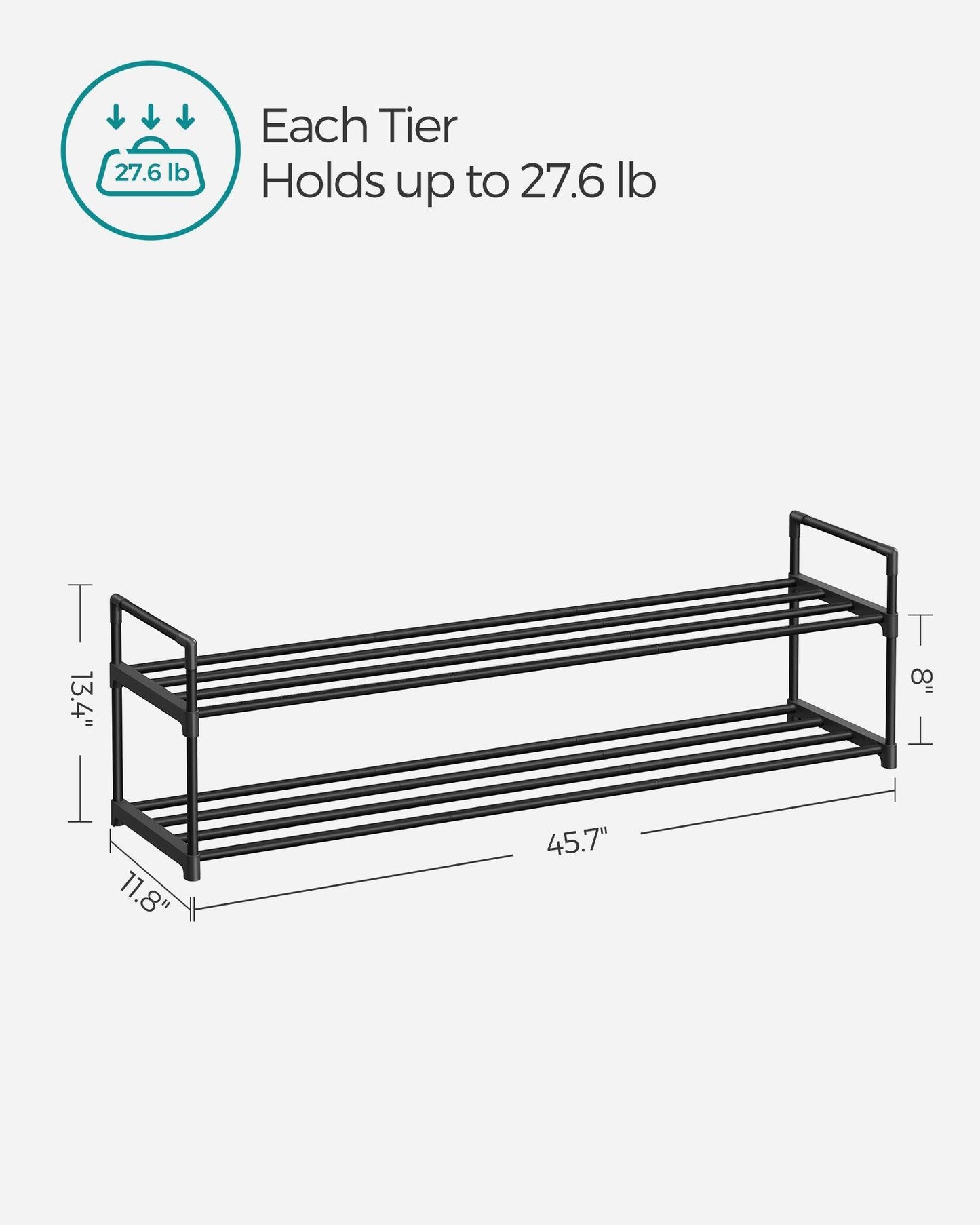 2-Tier Shoe Rack with Metal Tube FredCo