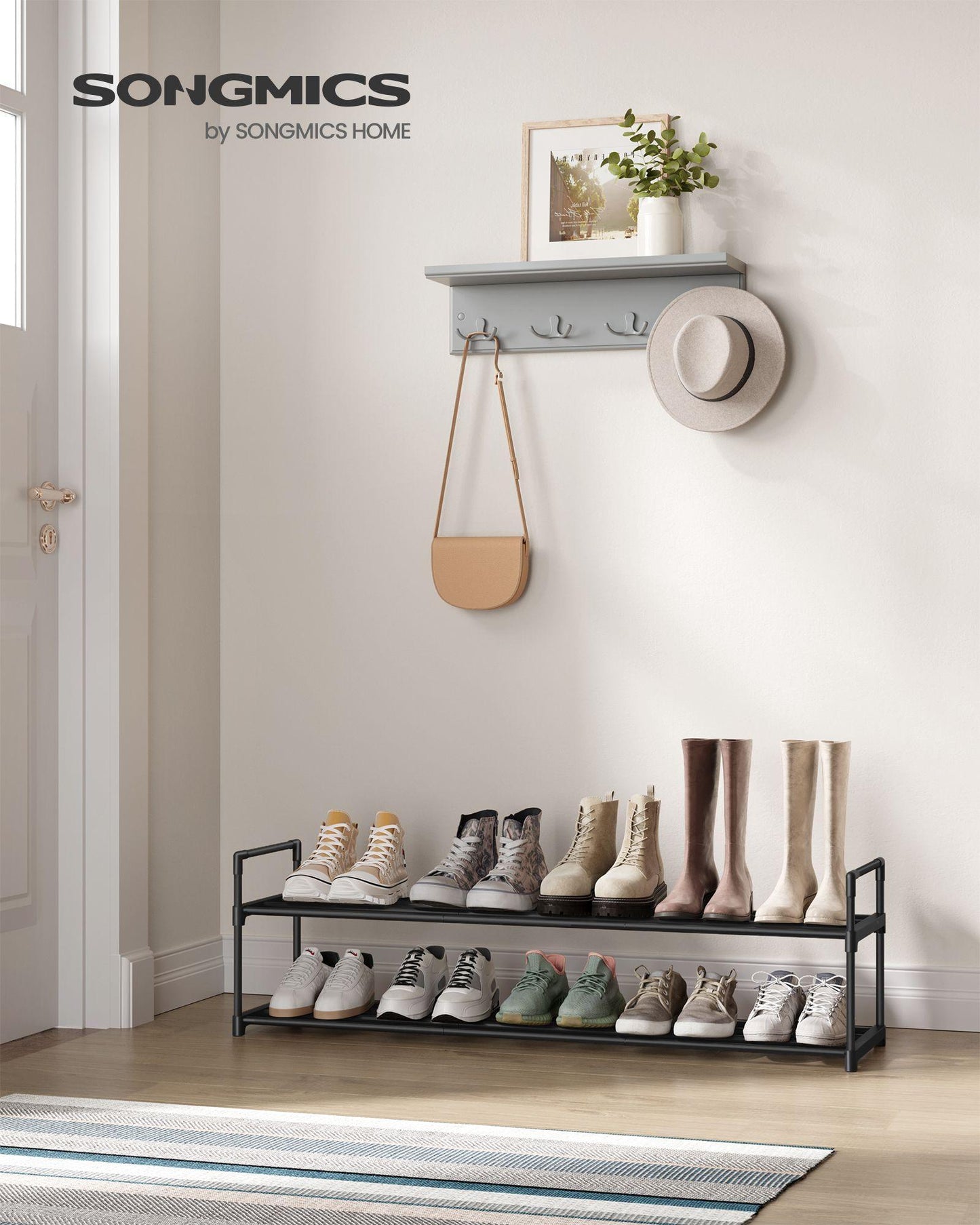 2-Tier Shoe Rack with Metal Tube FredCo