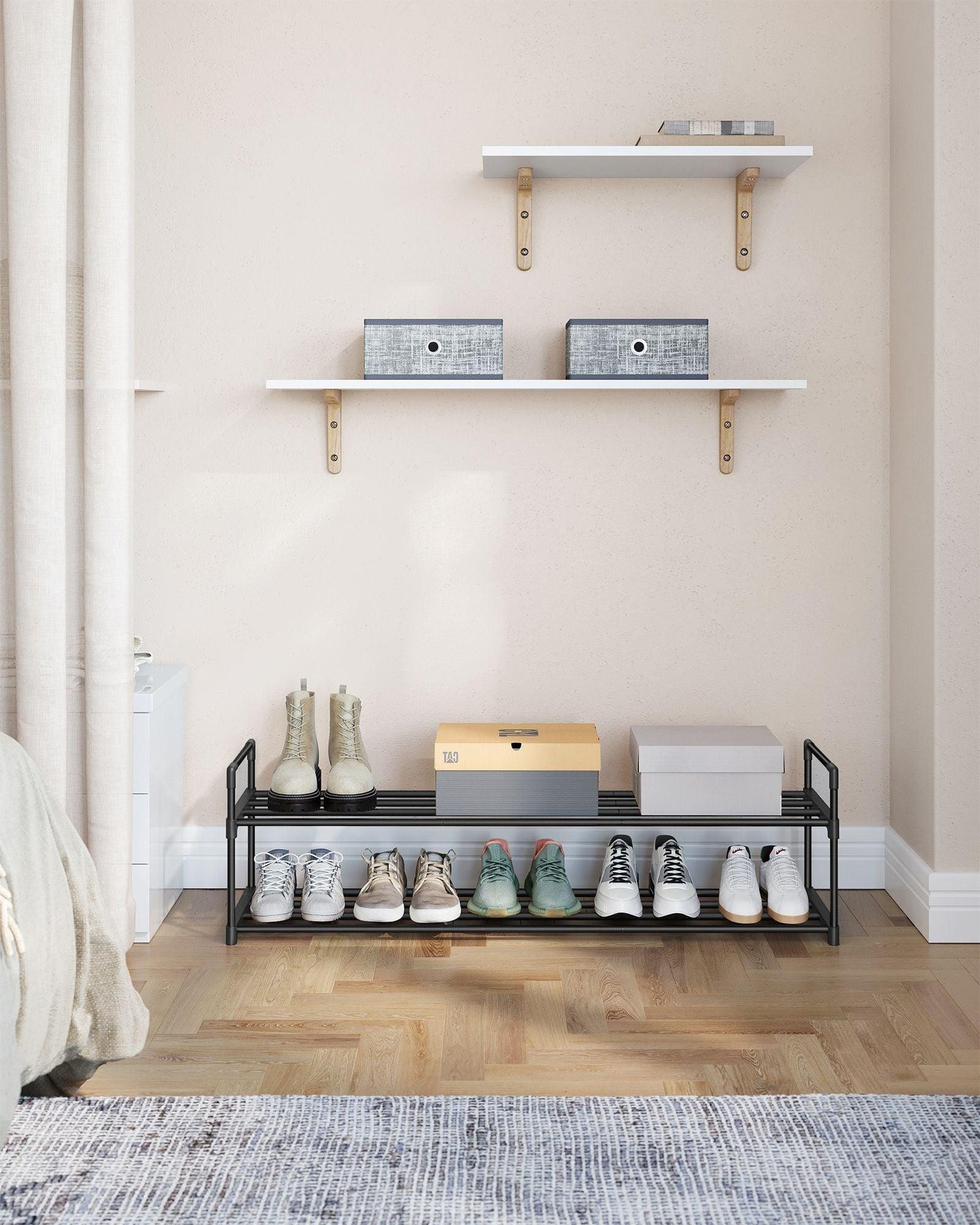 2-Tier Shoe Rack with Metal Tube FredCo